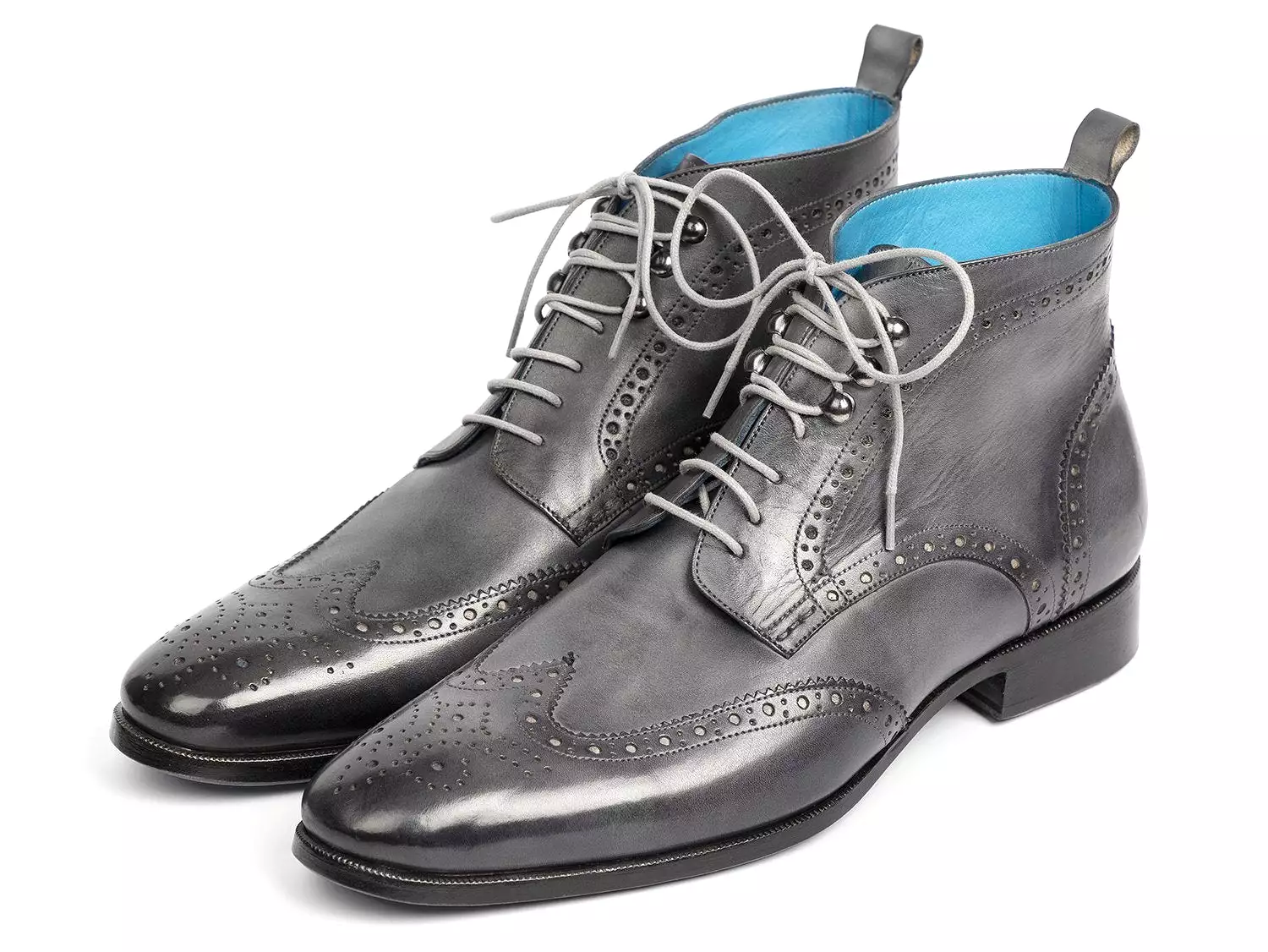 Paul Parkman Gray Wingtip Ankle Boots Hand-Painted