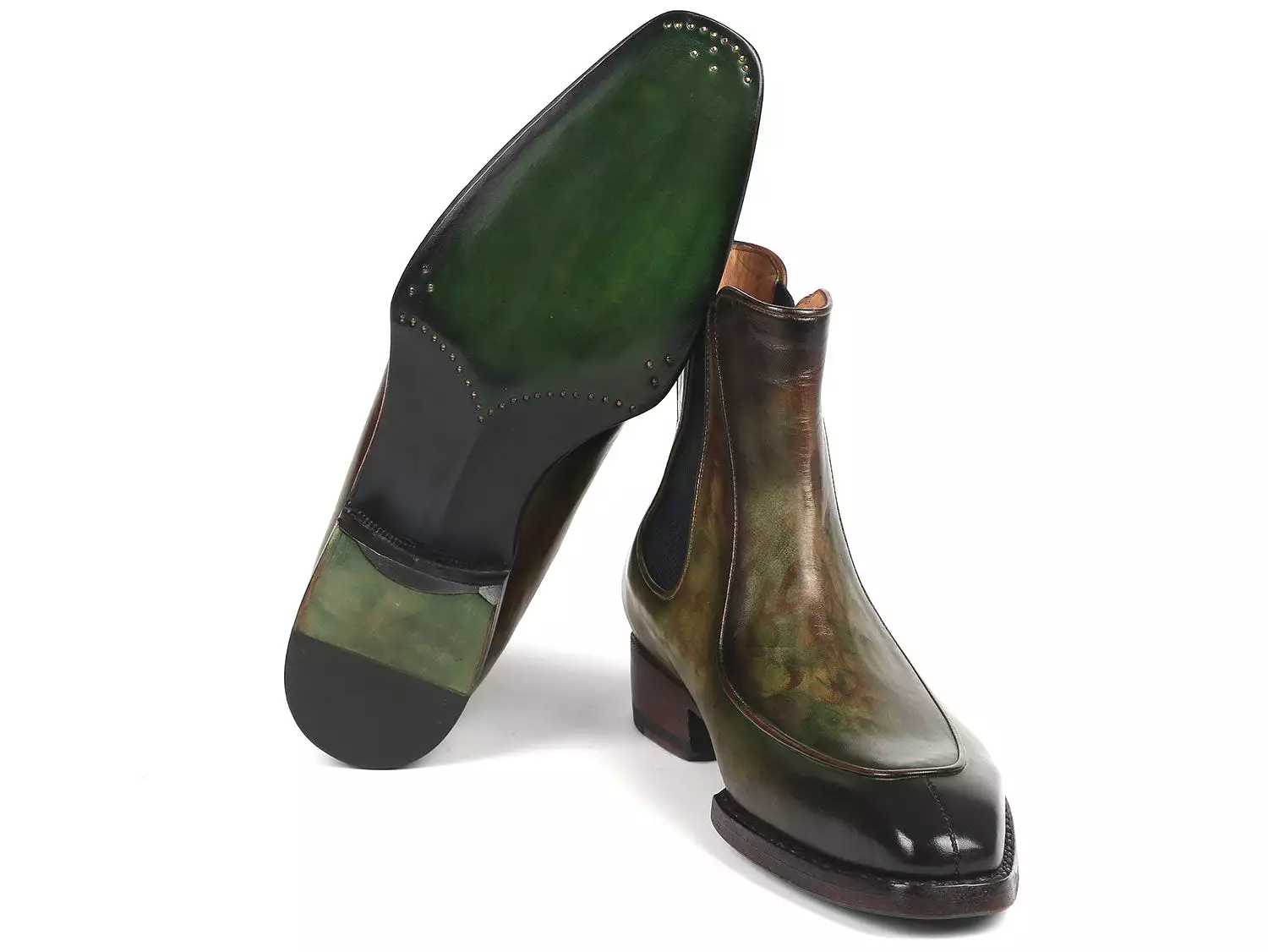 Paul Parkman Green Chelsea Boots Goodyear Welted - BT822GRN