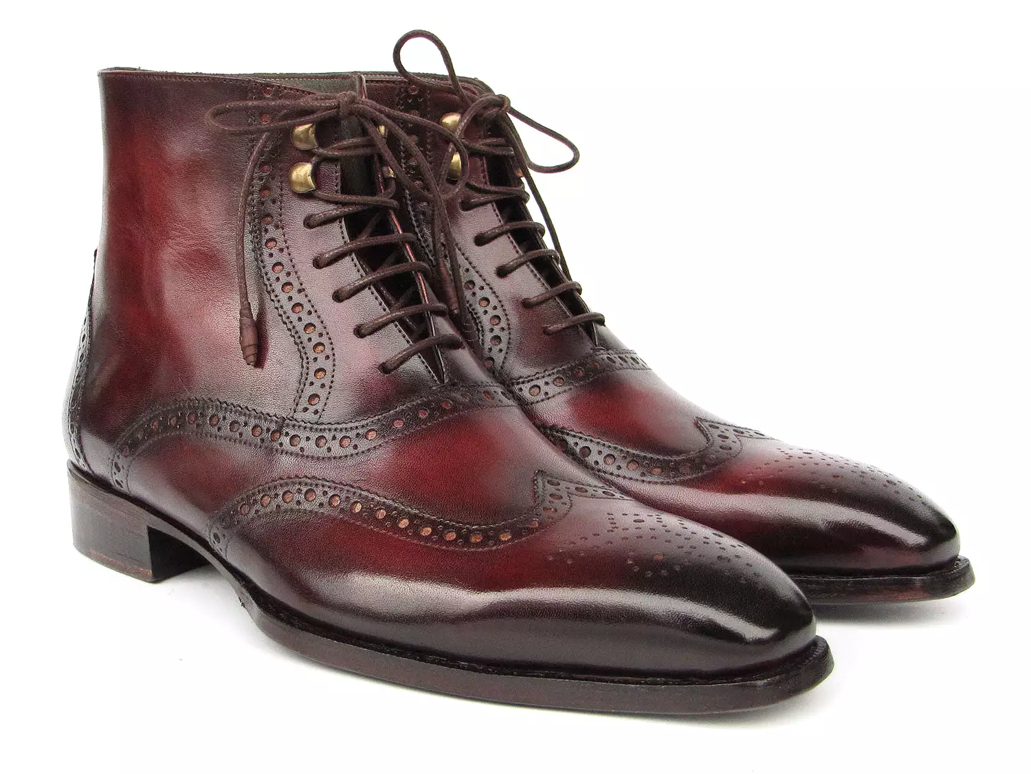 Paul Parkman Men's Bordeaux Leather Wingtip Boots - BT4861