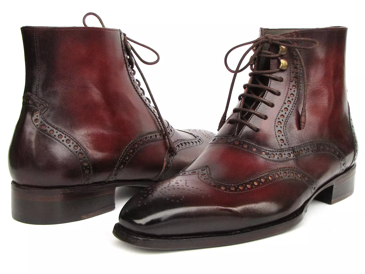 Paul Parkman Men's Bordeaux Leather Wingtip Boots - BT4861