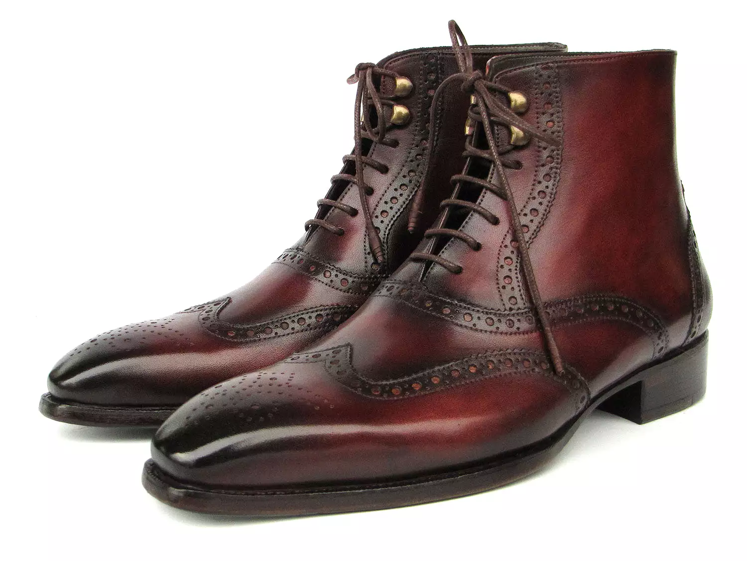 Paul Parkman Men's Bordeaux Leather Wingtip Boots - BT4861