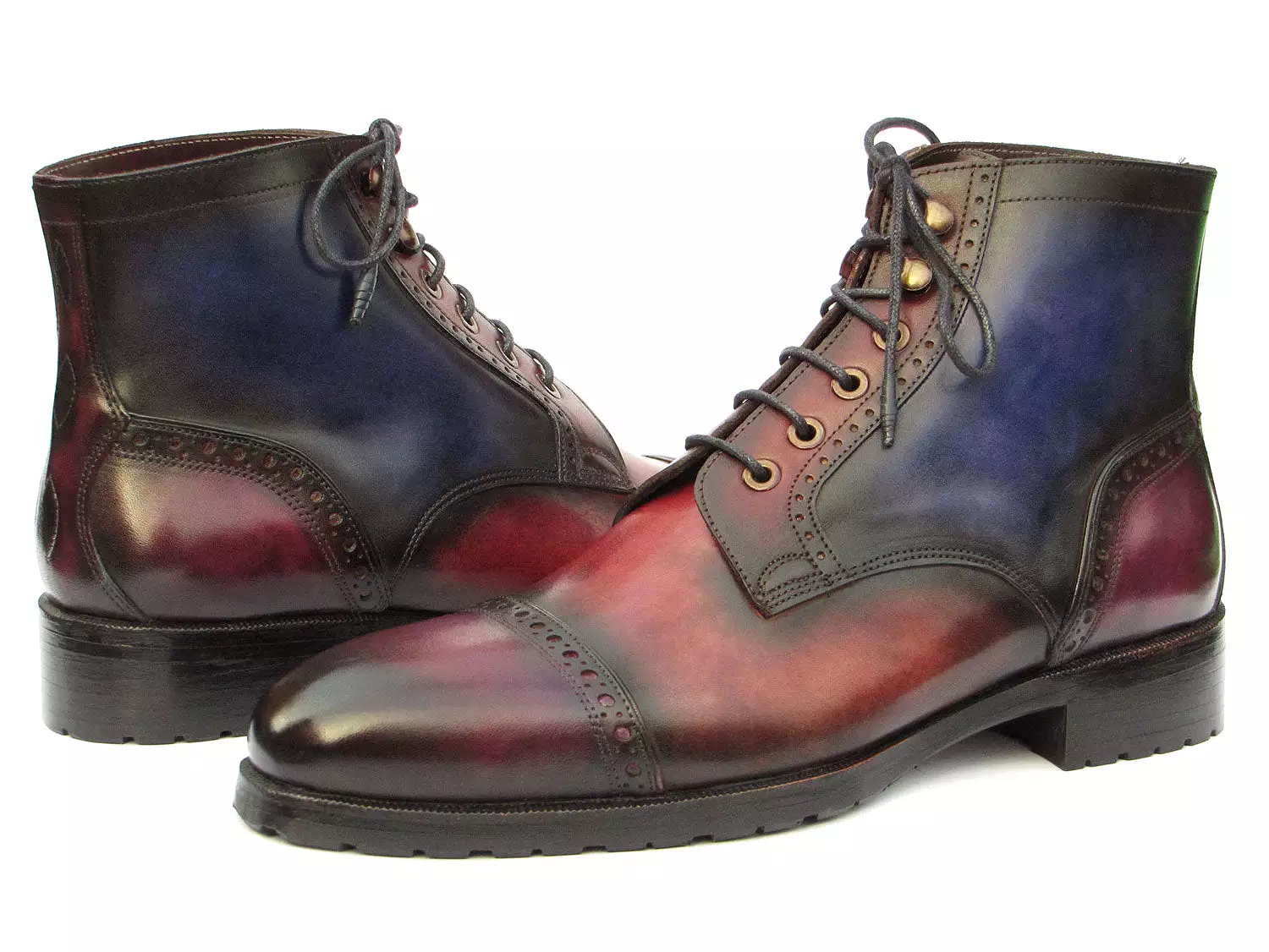 Paul Parkman men's multicolor hand-painted cap toe boots, BT9566-MLT.