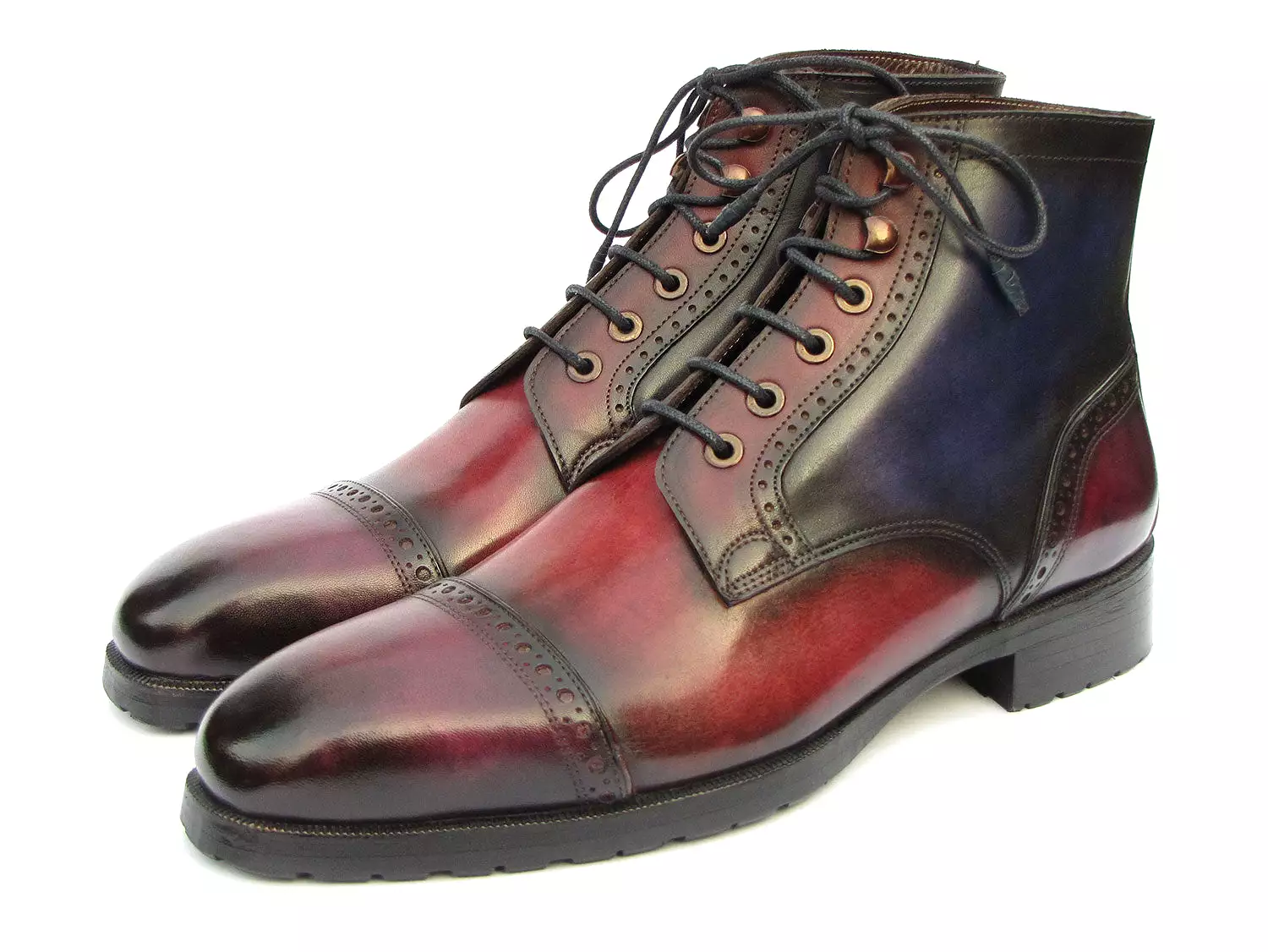 Paul Parkman men's multicolor hand-painted cap toe boots, BT9566-MLT.