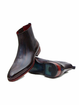 Paul Parkman Men's Navy & Bordeaux Chelsea Boots.