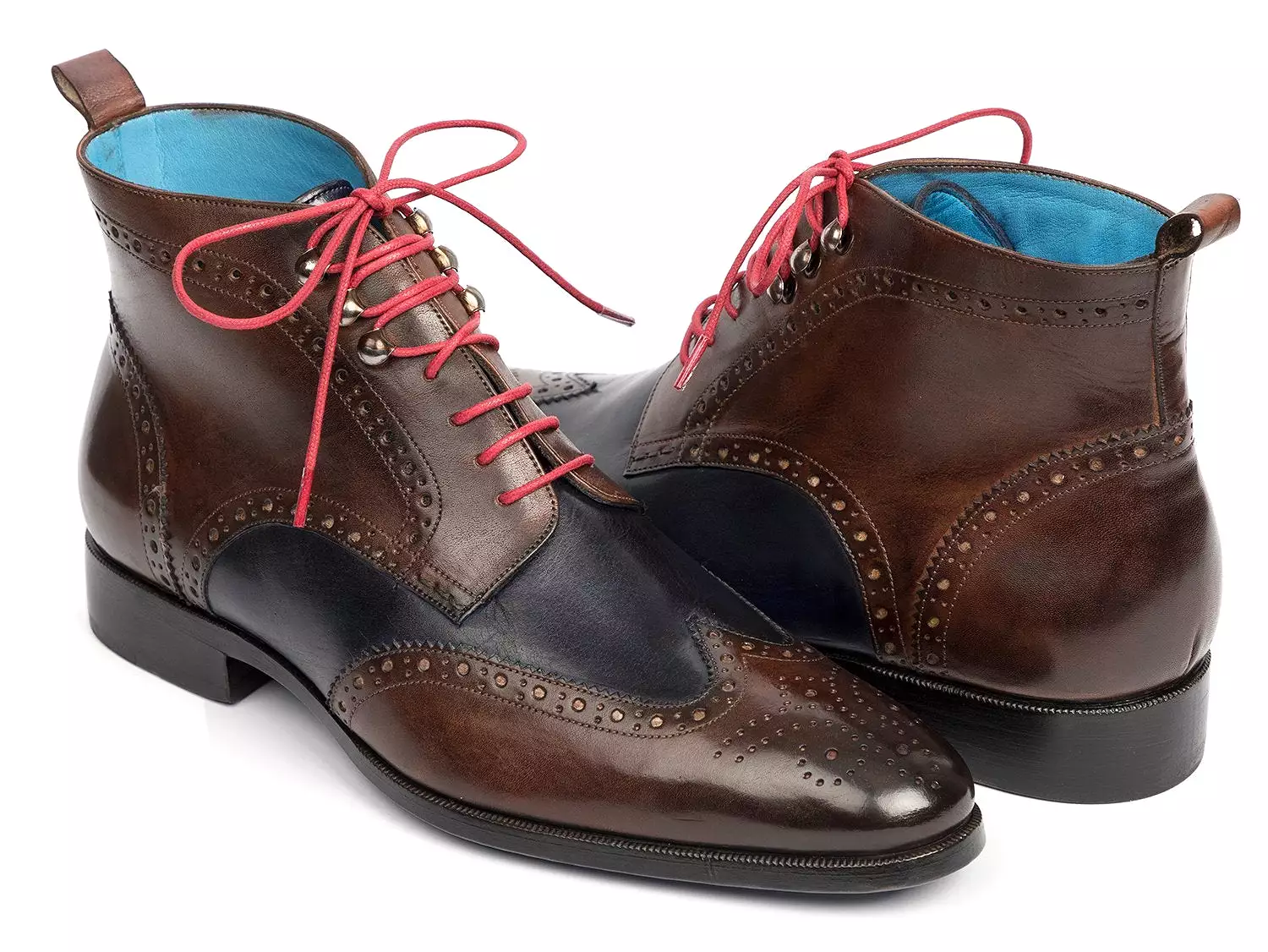 Paul Parkman Men's Wingtip Ankle Boots Brown & Blue - Dual Tone