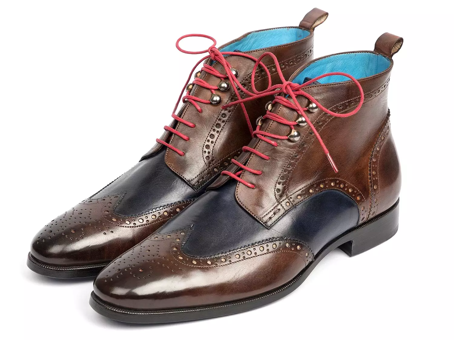 Paul Parkman Men's Wingtip Ankle Boots Brown & Blue - Dual Tone