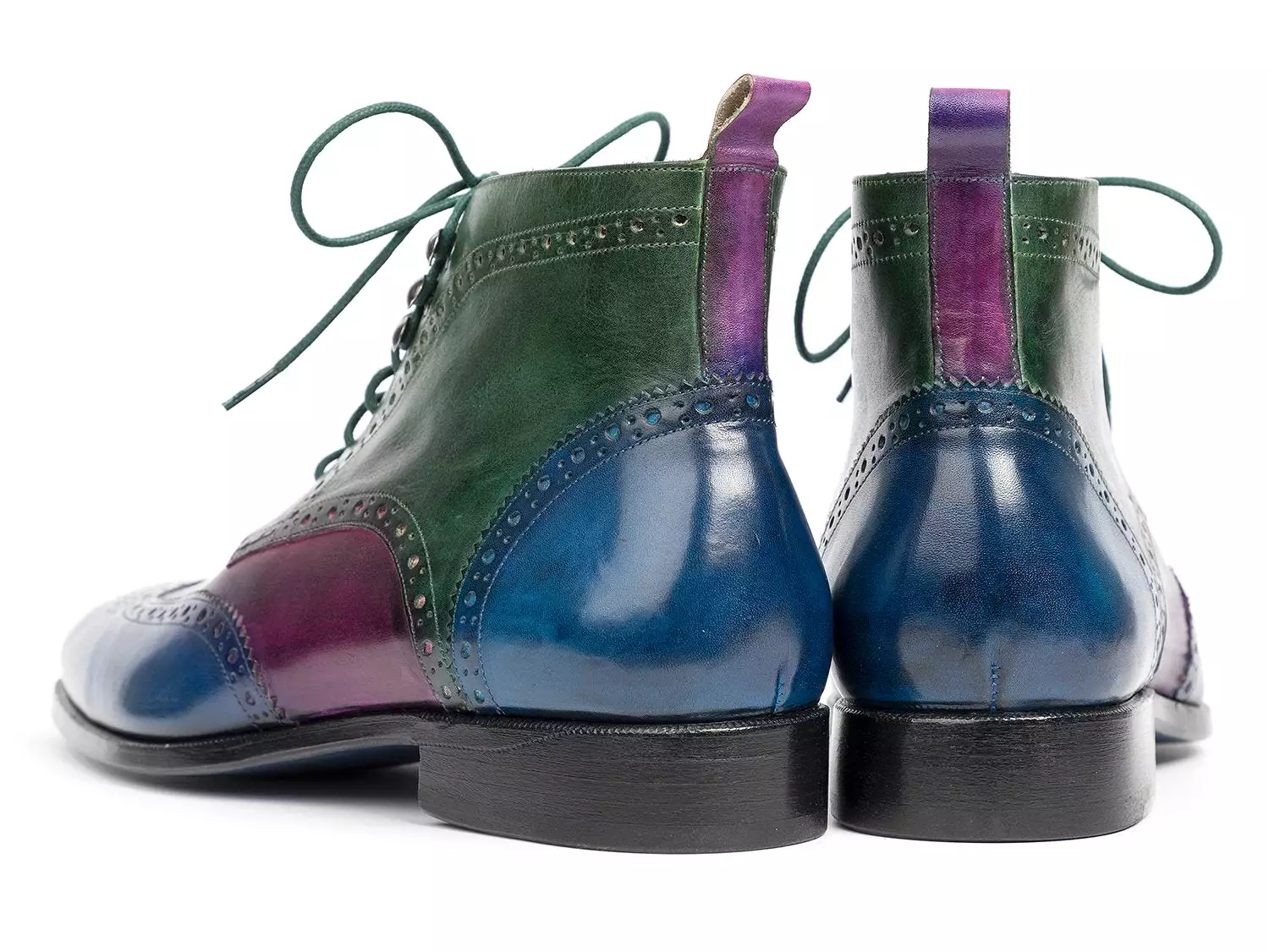 Paul Parkman Three Tone Wingtip Ankle Boots Blue Purple Green