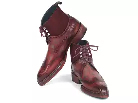 Paul Parkman Wingtip Boots 8509-BUR: Norwegian Welted, Leather and Suede Men's Boots