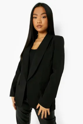 Petite Shoulder Pad Blazer Shawl Collar