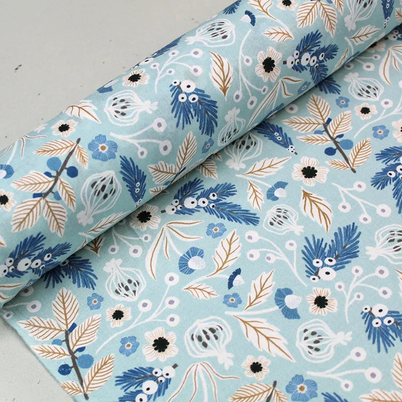 Printed Cotton - Pale Blue Foliage