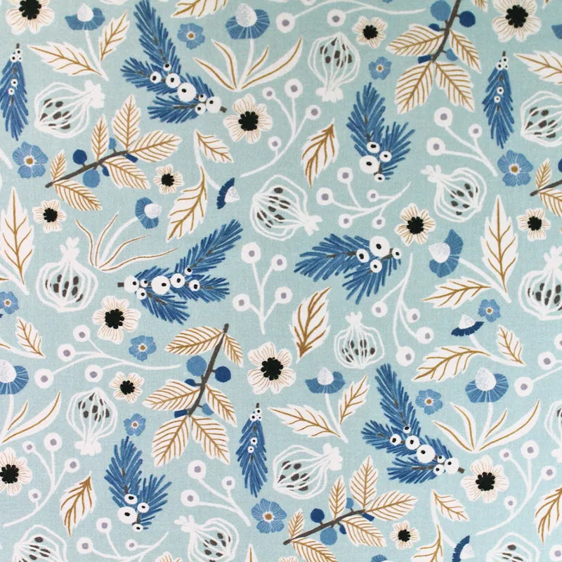 Printed Cotton - Pale Blue Foliage