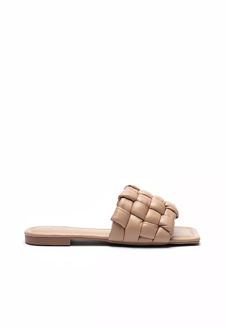 Quilted Flat Slide Sandals - Braided Design