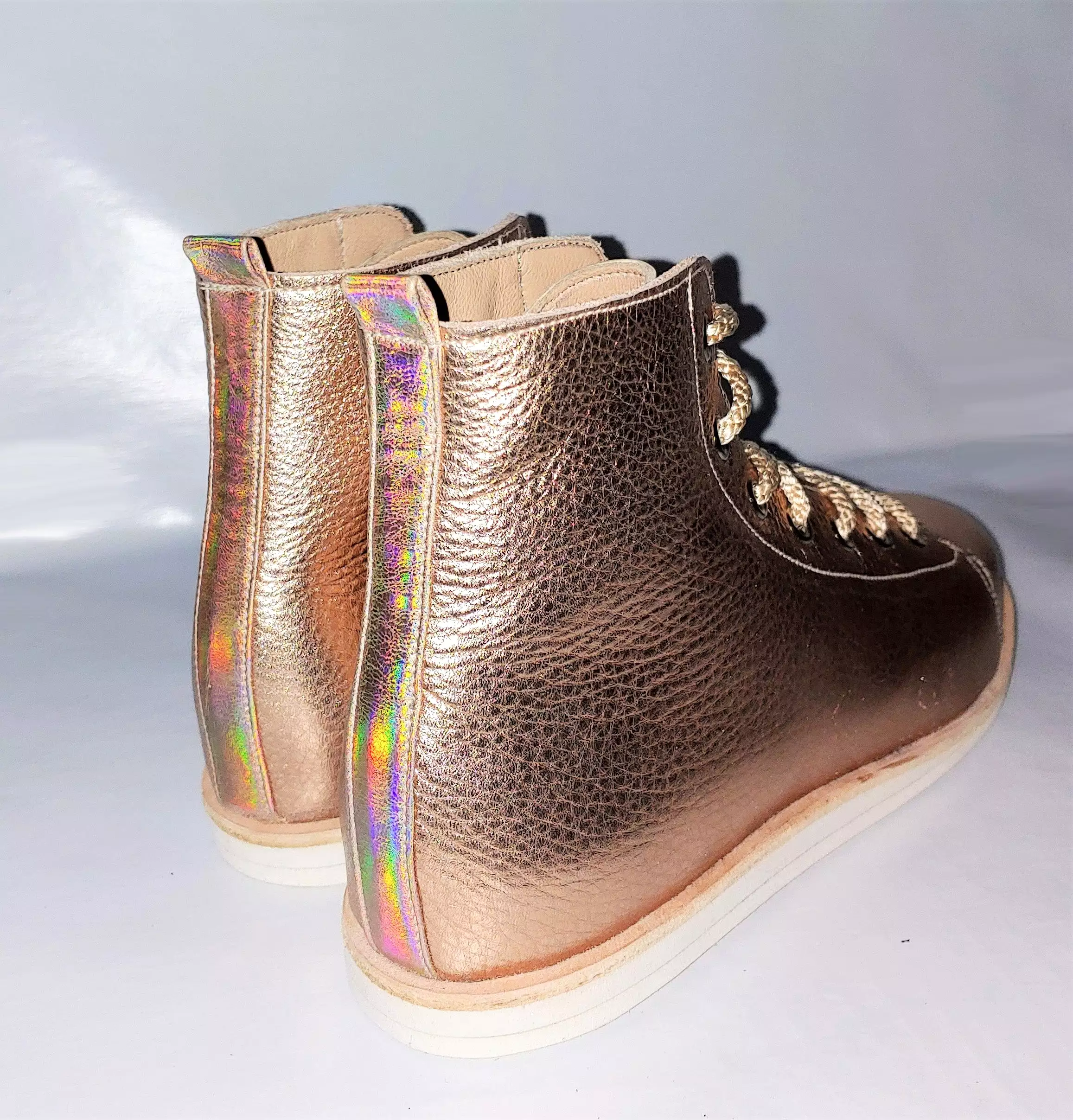 Rose Gold Glittery High Top Sneakers