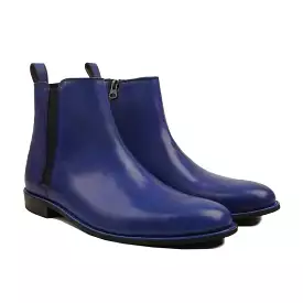 Sentil - Blue Calf Leather Men's Chelsea Boot