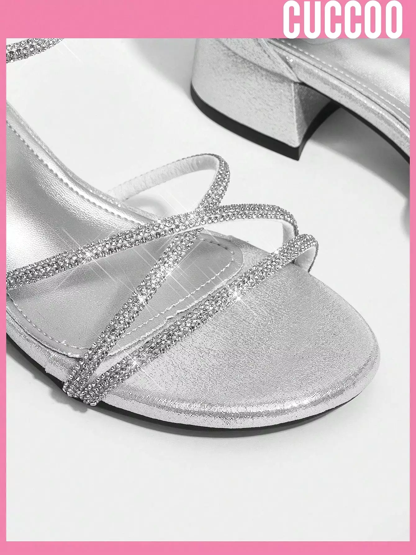 Silver Rhinestone Low-Heeled Sandals for Women - Spring & Summer Collection