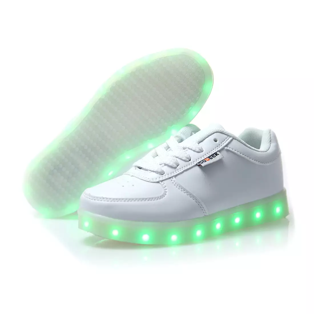 Size Kids and Adults Classic Black/White Low Top Light Up Shoes, 30-46 EU - DoGeek