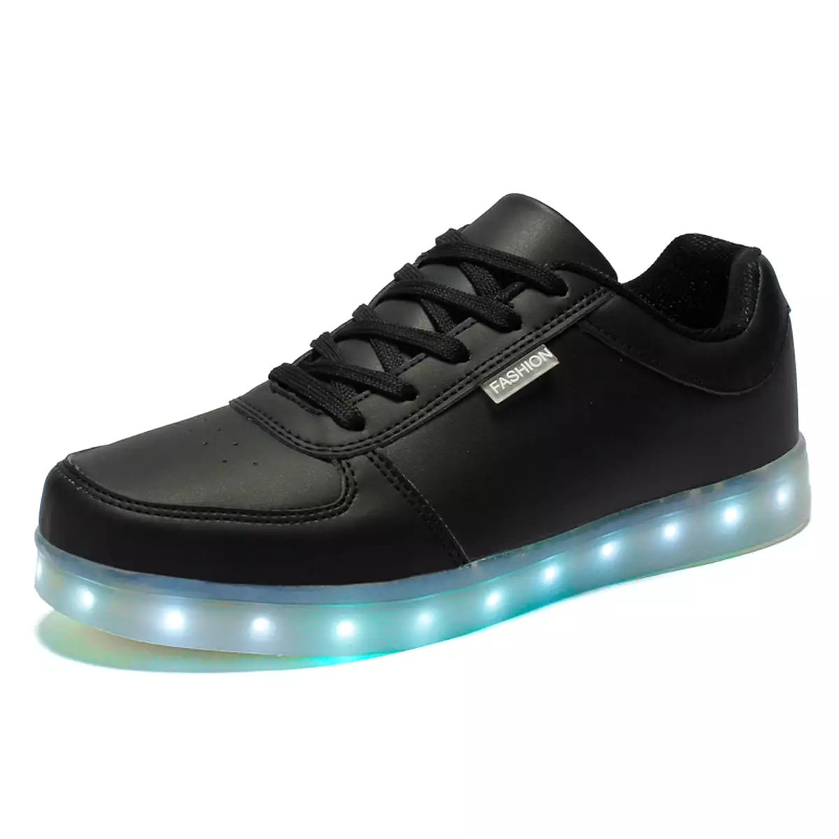 Size Kids and Adults Classic Black/White Low Top Light Up Shoes, 30-46 EU - DoGeek