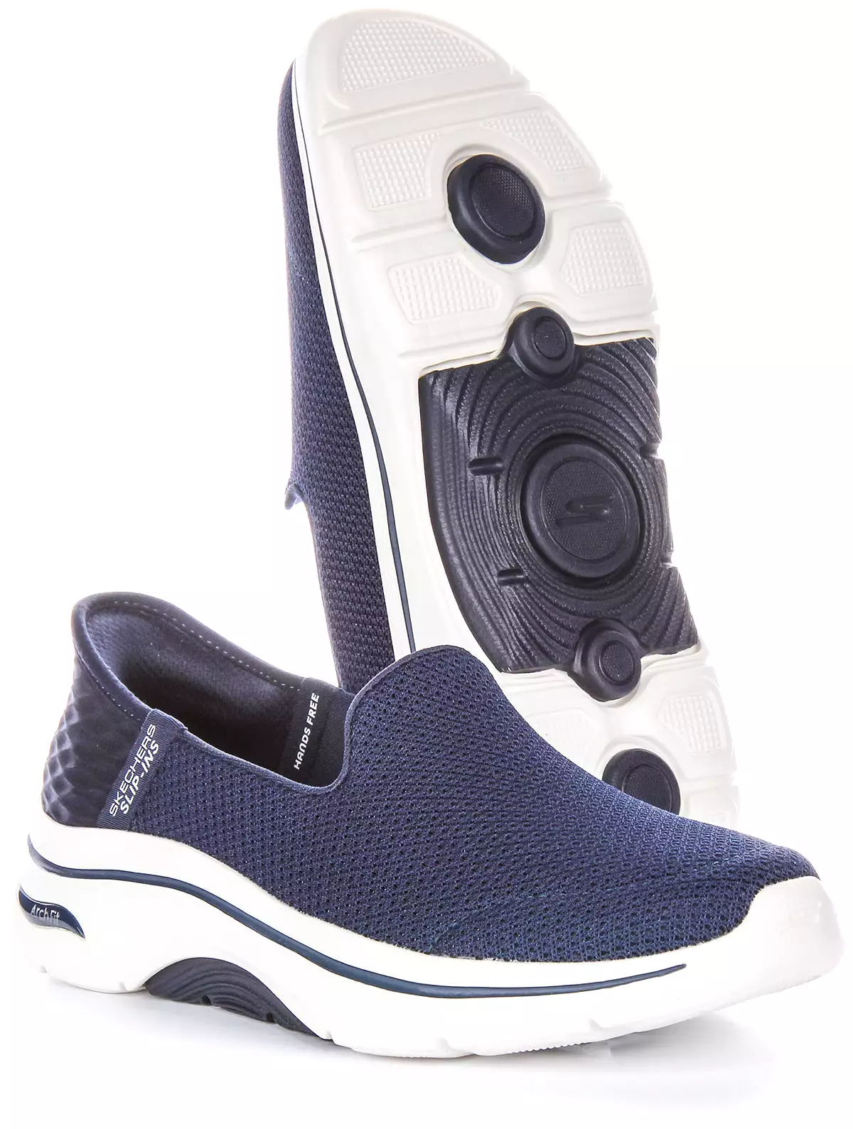 Skechers Arch Fit Go Walk Shoes - Navy White, Women.