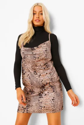 Snake Print Dress Slip With Top Turtleneck