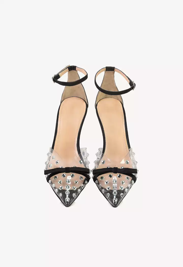 Sparkling Ankle Strap Sandals with Rhinestones