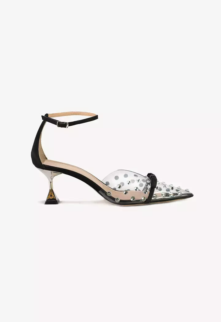 Sparkling Ankle Strap Sandals with Rhinestones