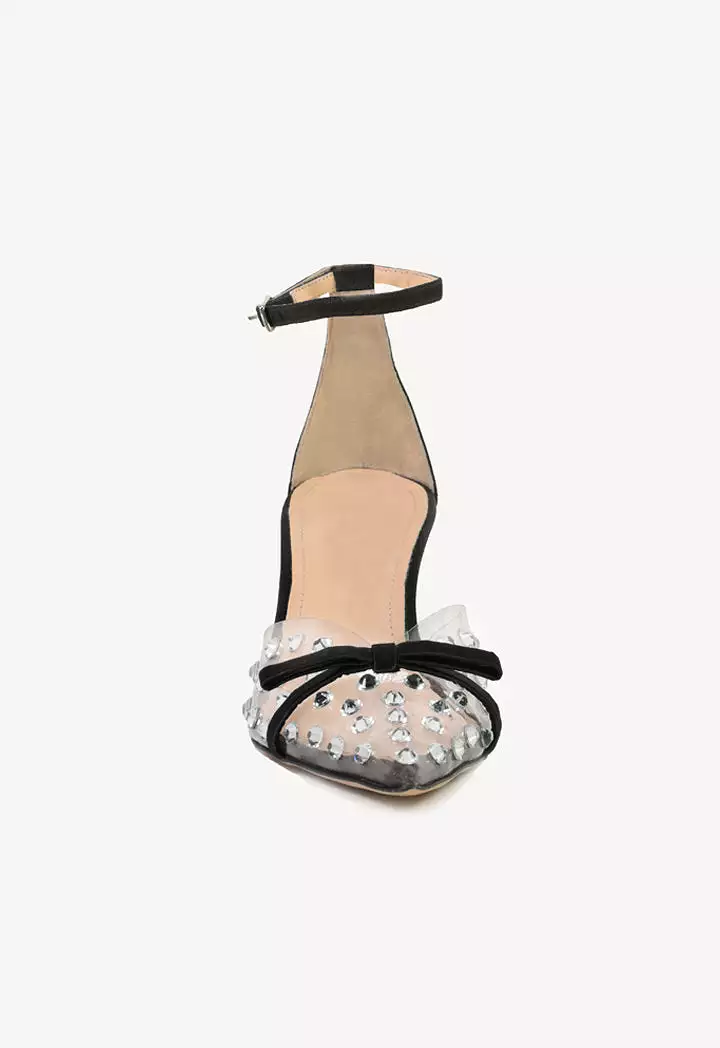 Sparkling Ankle Strap Sandals with Rhinestones