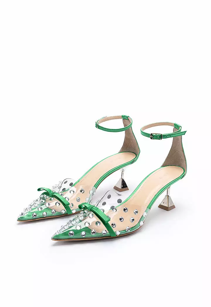 Sparkling Ankle Strap Sandals with Rhinestones