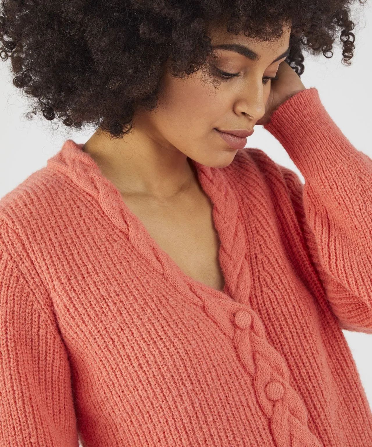 Toasty Thermal Recycled Cable Knit Cardigan