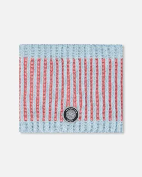 Trendy Air Blue And Coral Knit Neckwarmer