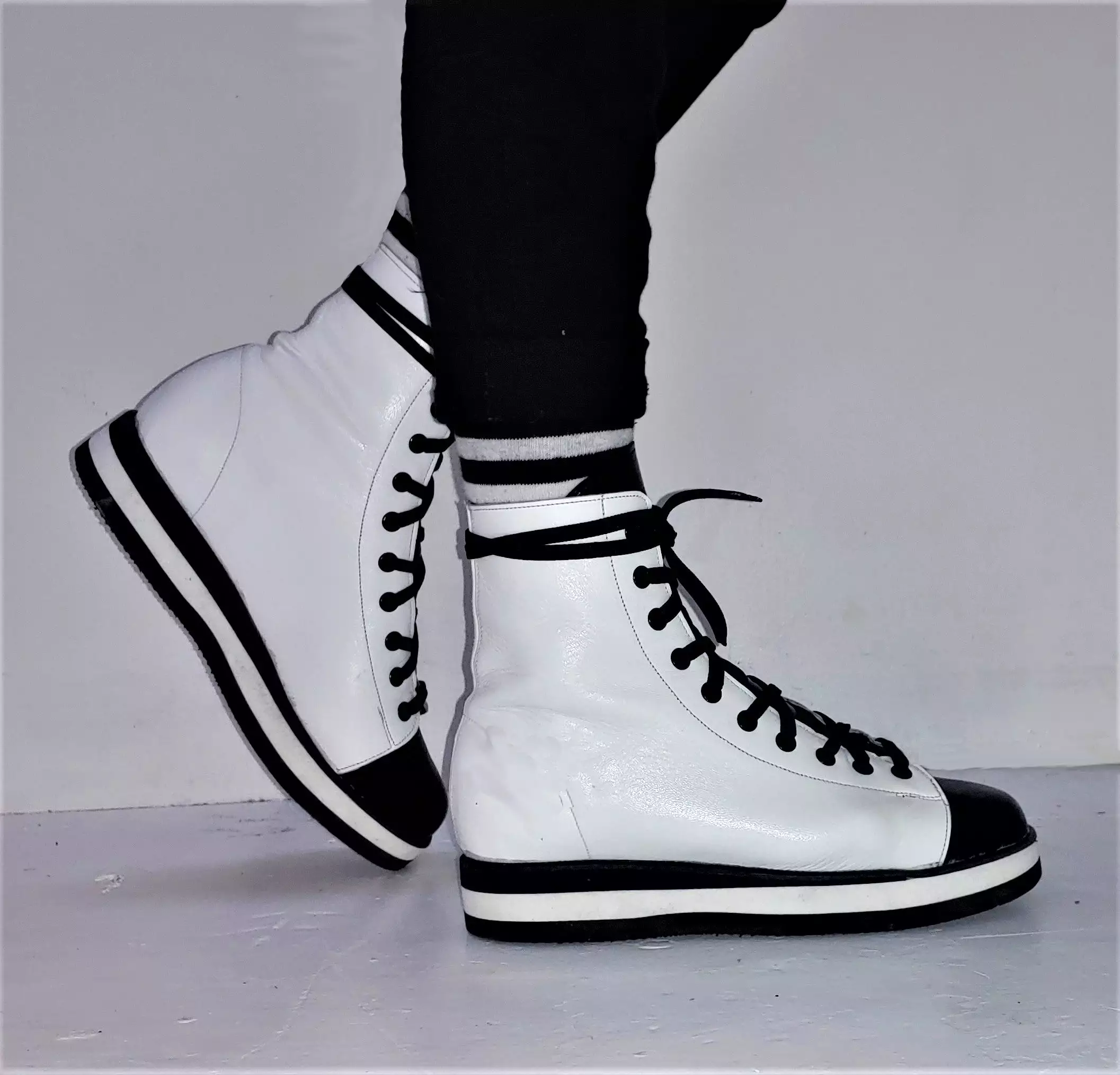 Two-Tone High-Top Sneakers