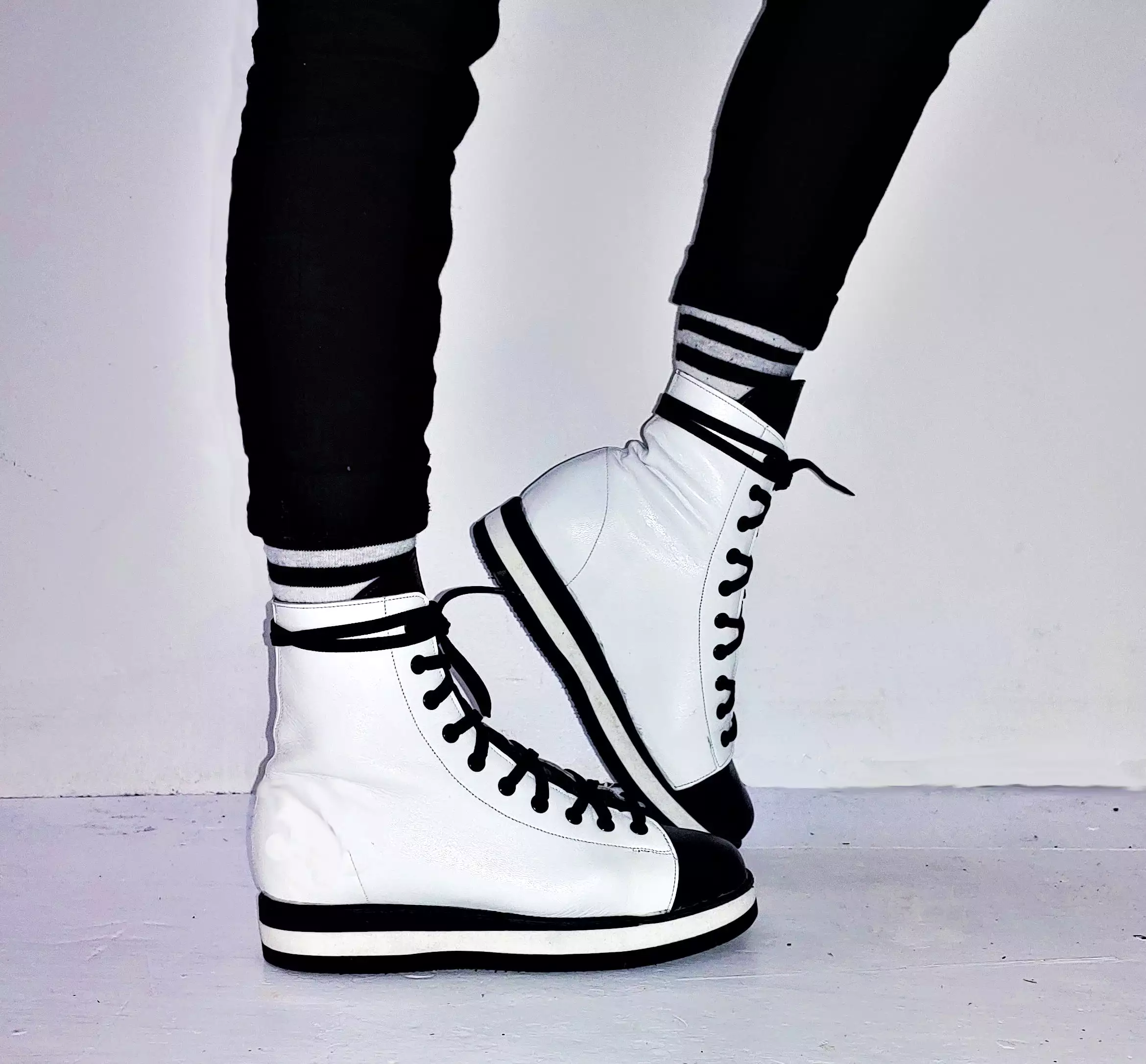 Two-Tone High-Top Sneakers