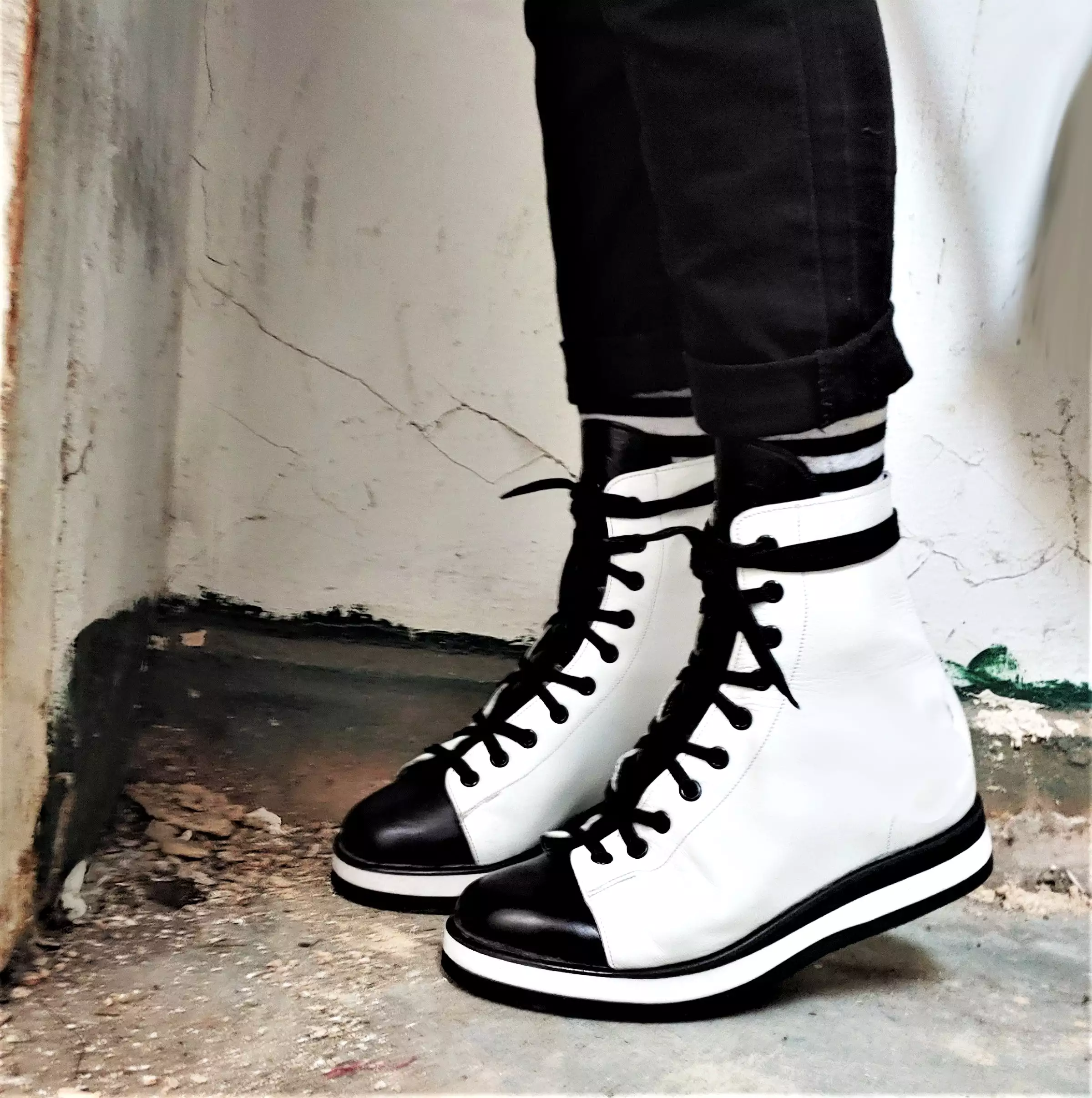 Two-Tone High-Top Sneakers