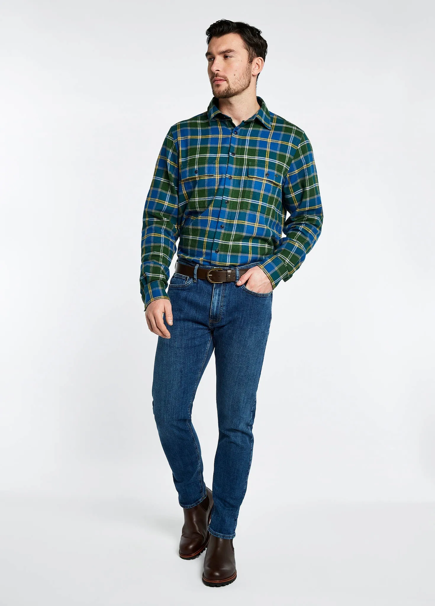 Verdigris Shelbourne Check Flannel Shirt