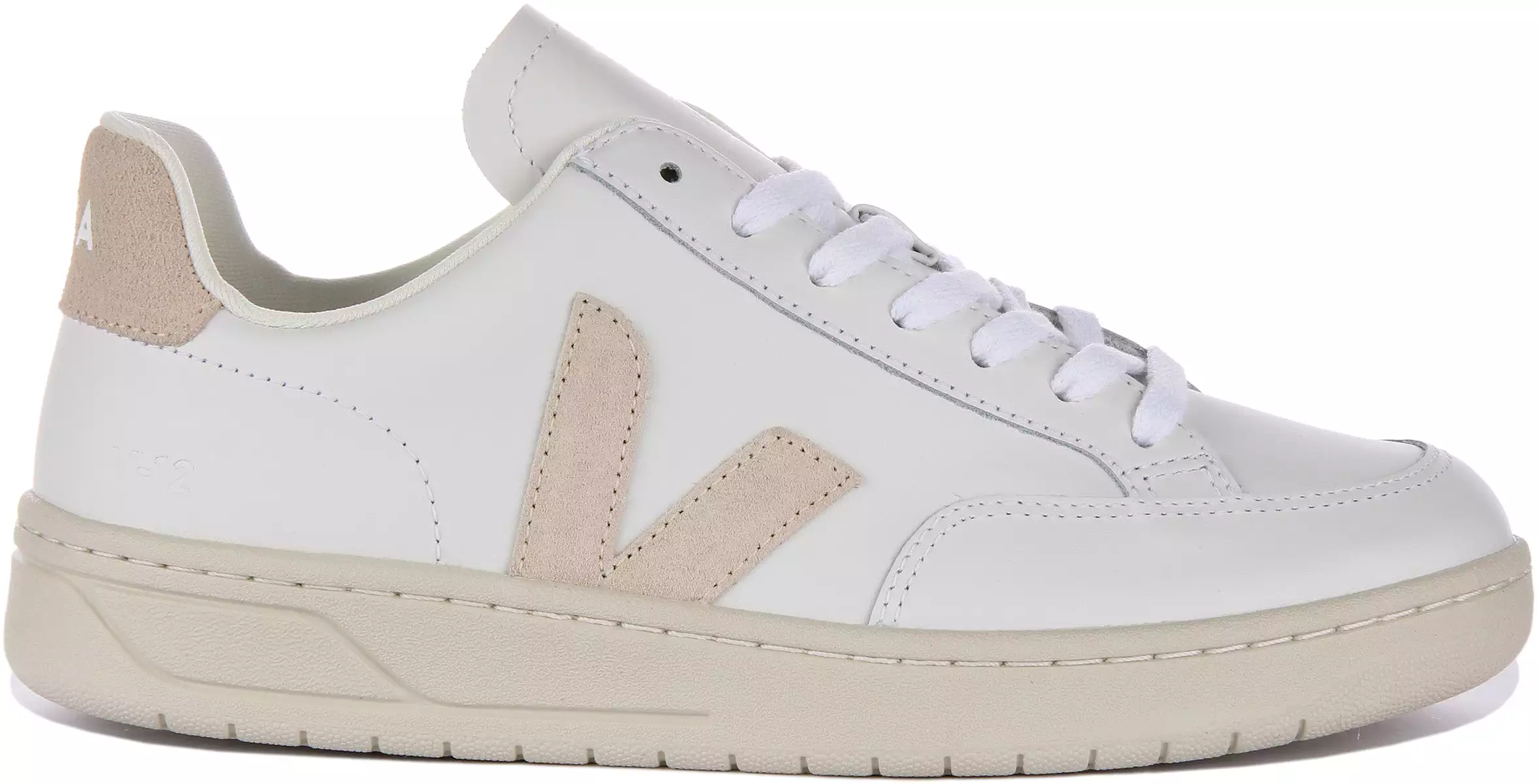 White Beige Women's Veja V-12 Leather Sneakers