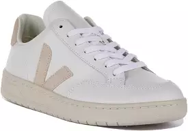 White Beige Women's Veja V-12 Leather Sneakers