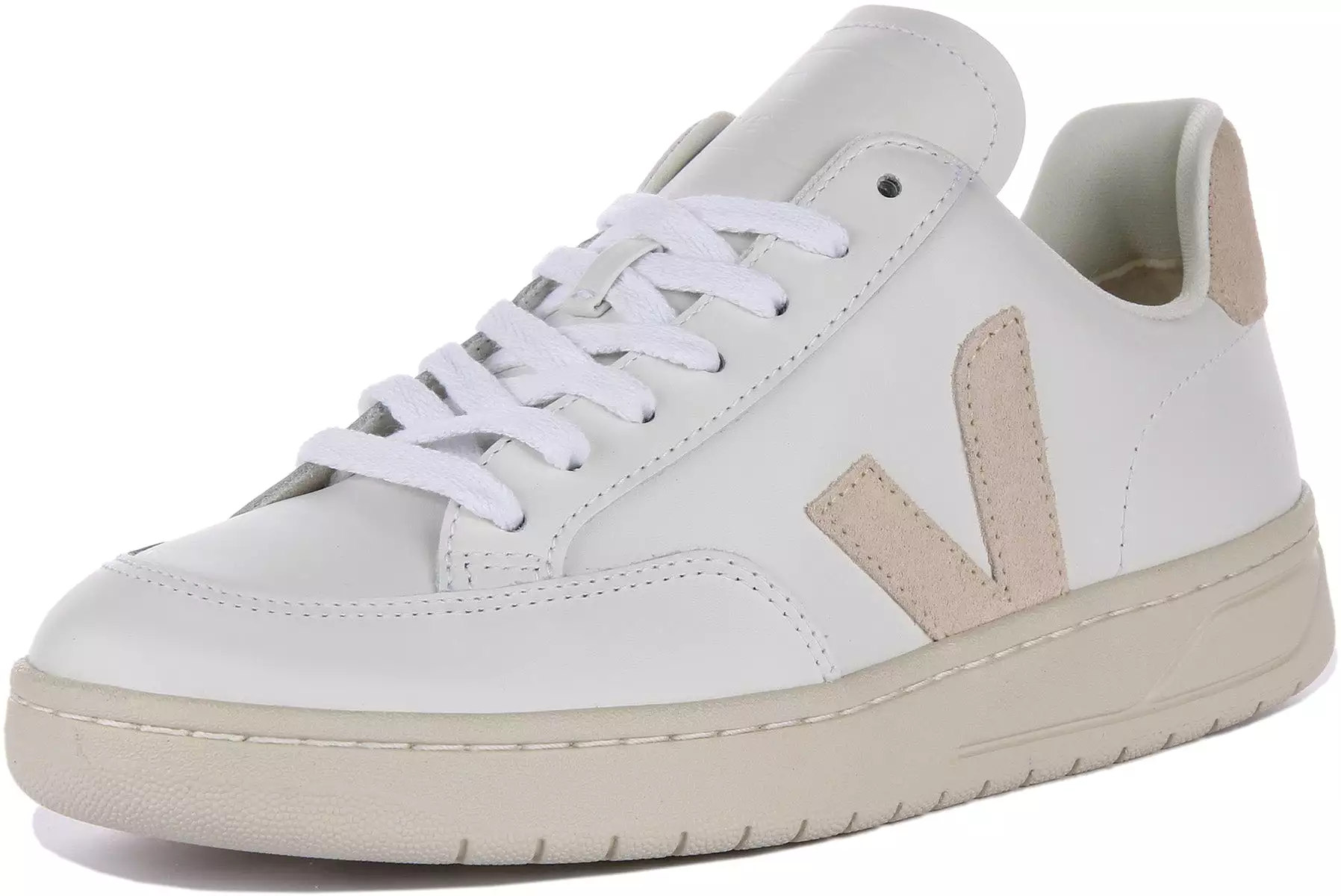 White Beige Women's Veja V-12 Leather Sneakers