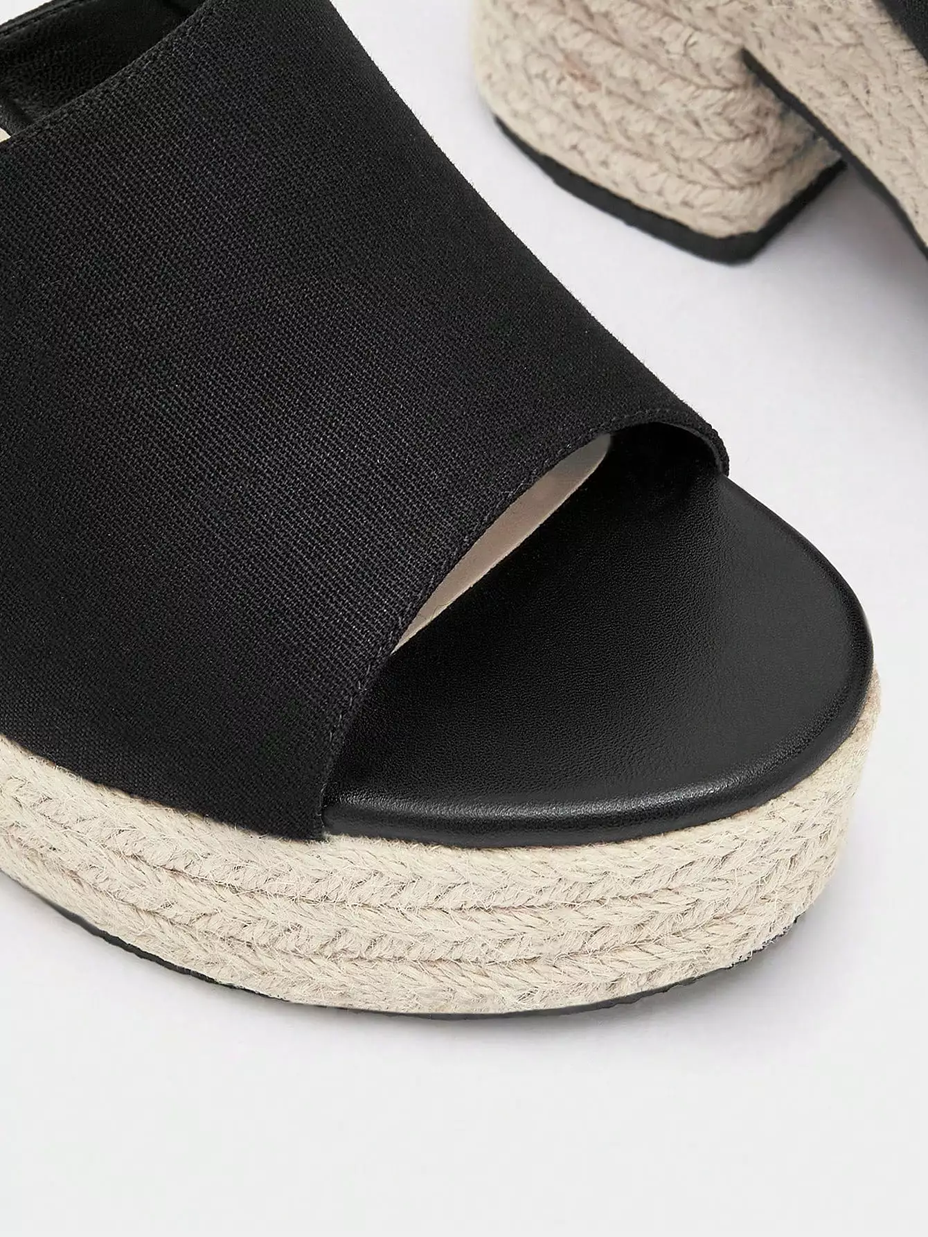 Women Slide Sandals, Black Faux Suede Platform Espadrille Sandals for Vacation