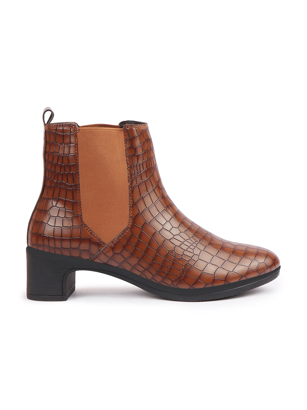 Women Tan Leopard Print Chelsea Boots