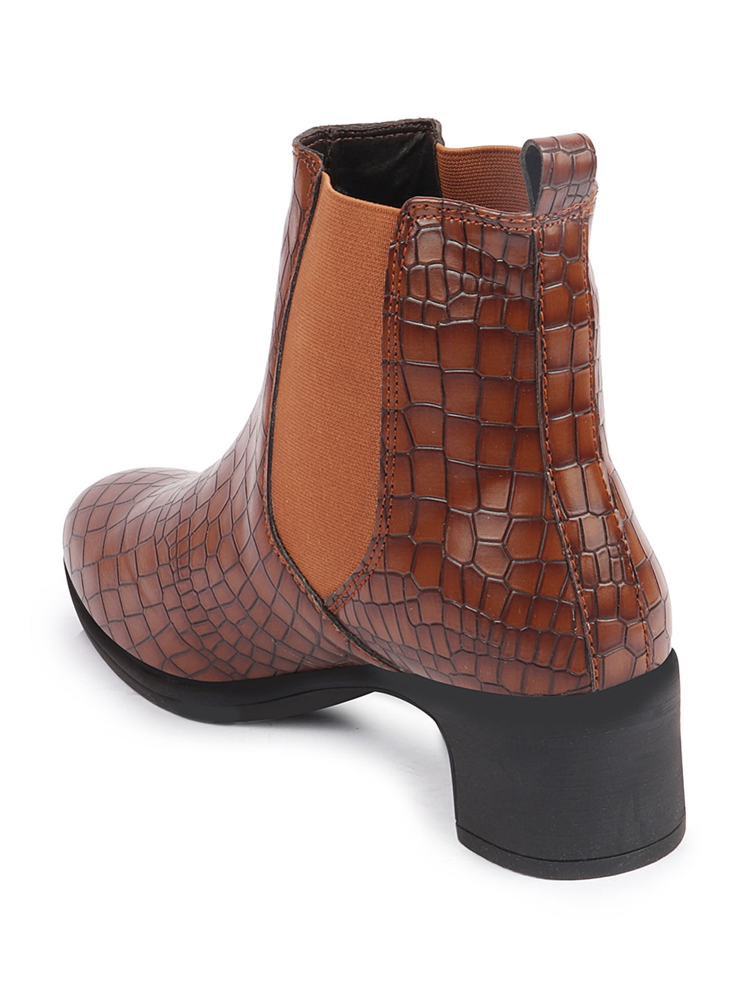 Women Tan Leopard Print Chelsea Boots