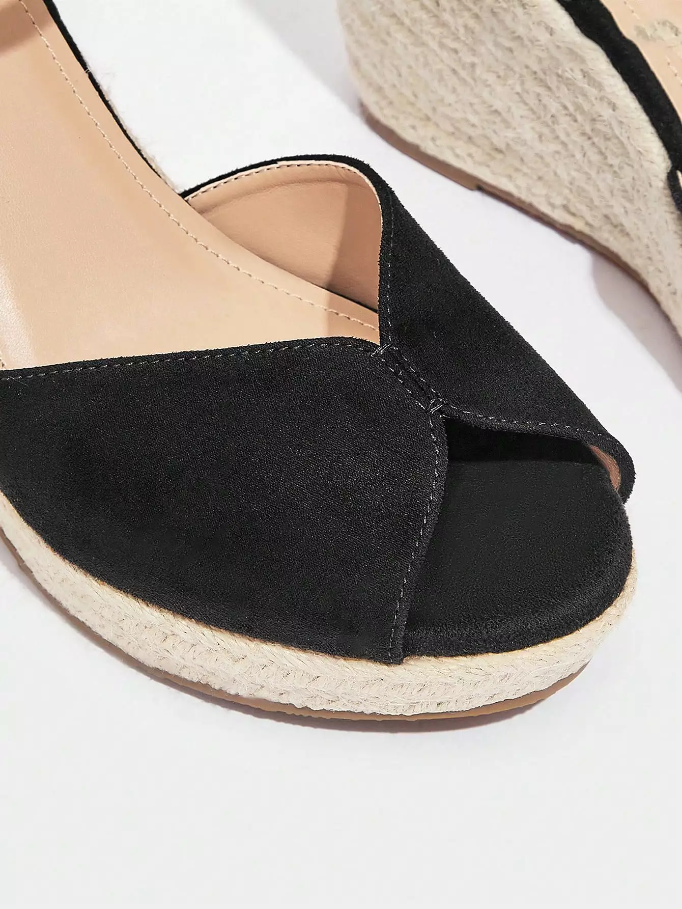 Women Wedge Sandals, Faux Suede Ankle Strap Espadrille Sole