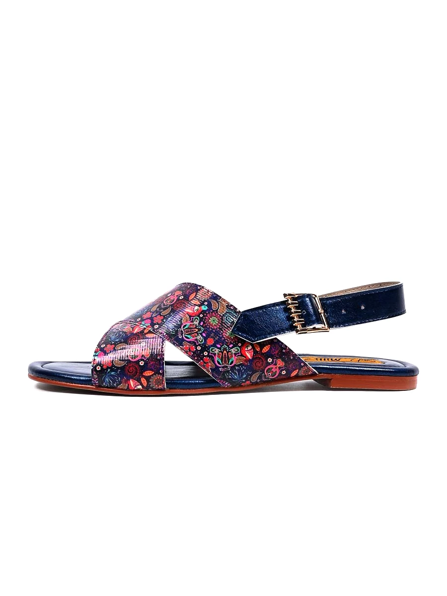 Women's Blue Graphic Kohati Flat Sandals