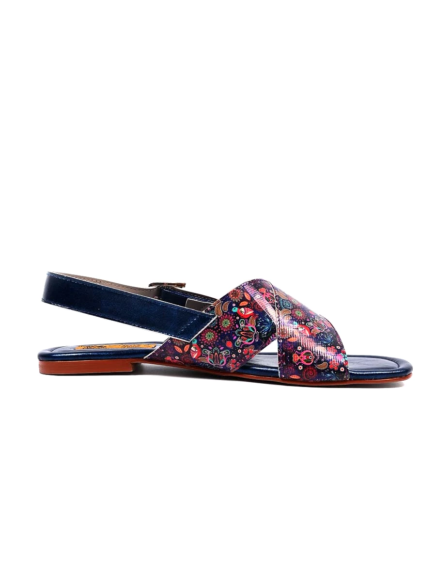 Women's Blue Graphic Kohati Flat Sandals