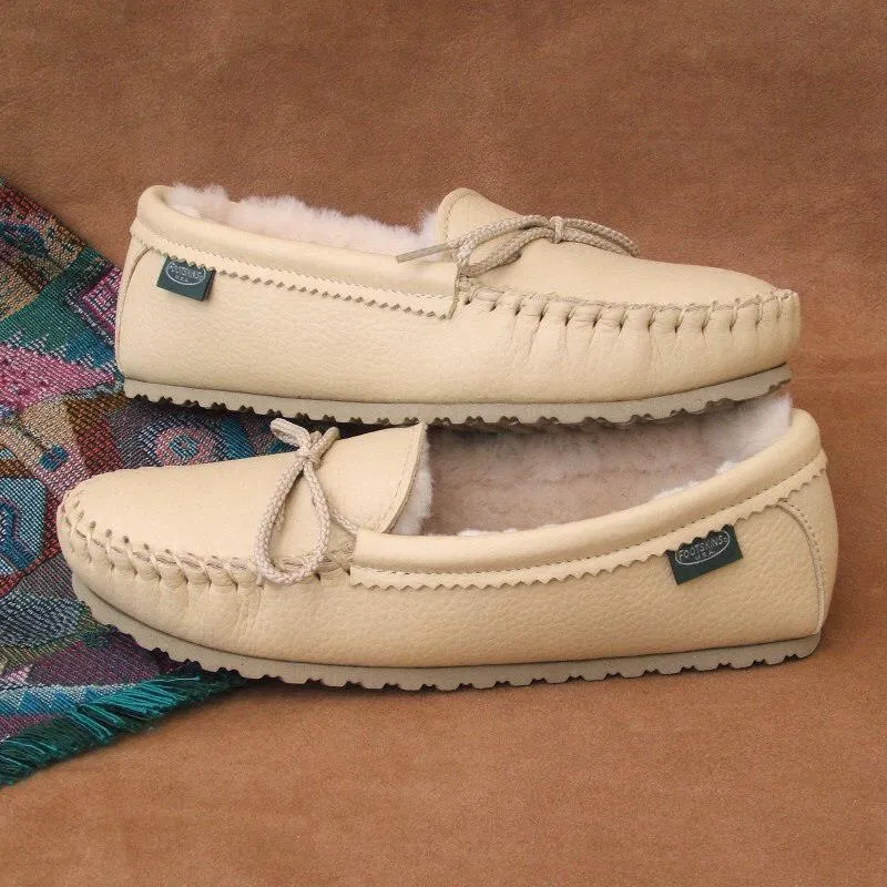 Women's Sheepskin Slippers with Rubber Sole Made in the USA by Footskin 2200S-RS