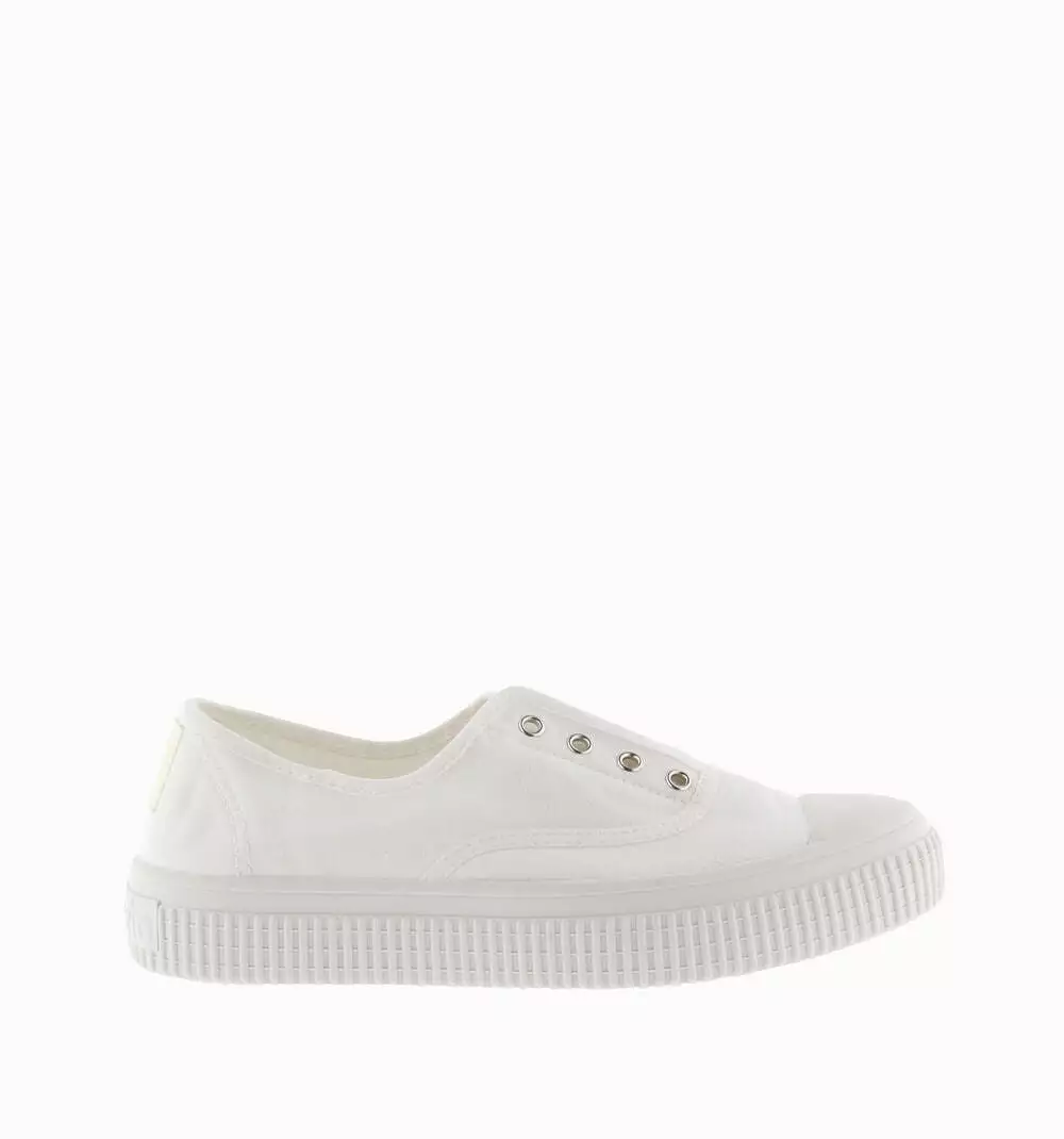 Women's white canvas trainers with elastic - 1076100