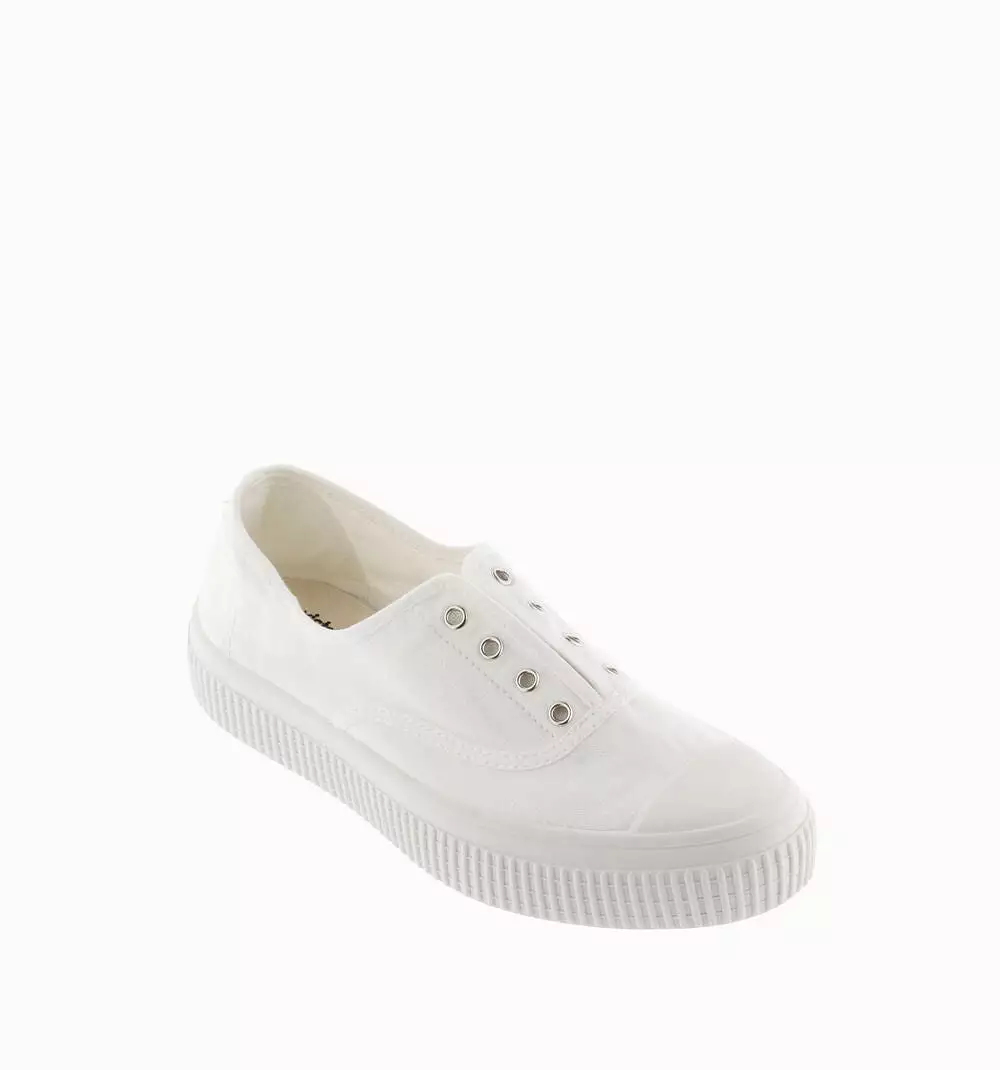 Women's white canvas trainers with elastic - 1076100