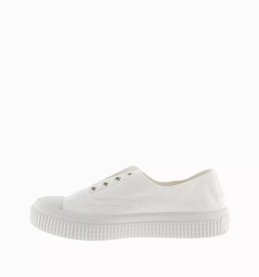 Women's white canvas trainers with elastic - 1076100