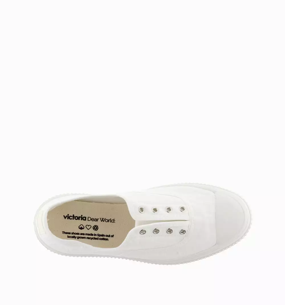 Women's white canvas trainers with elastic - 1076100