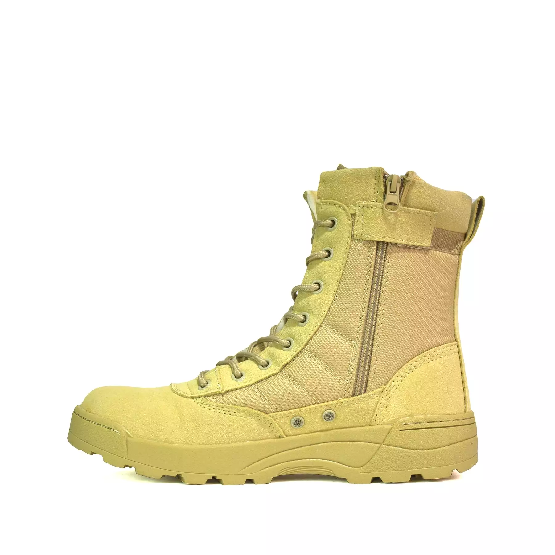 yellow combat boots sand