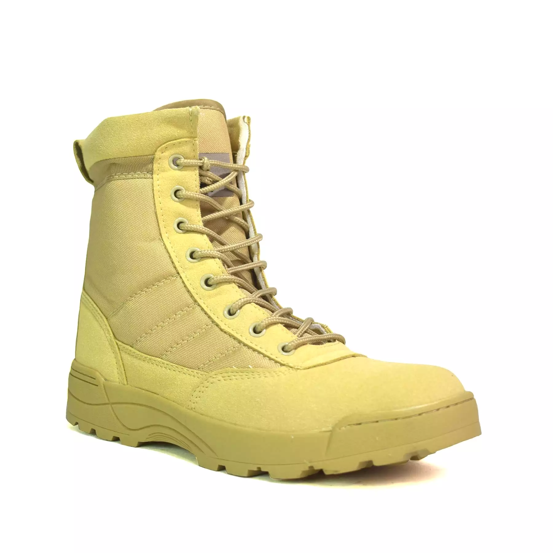 yellow combat boots sand