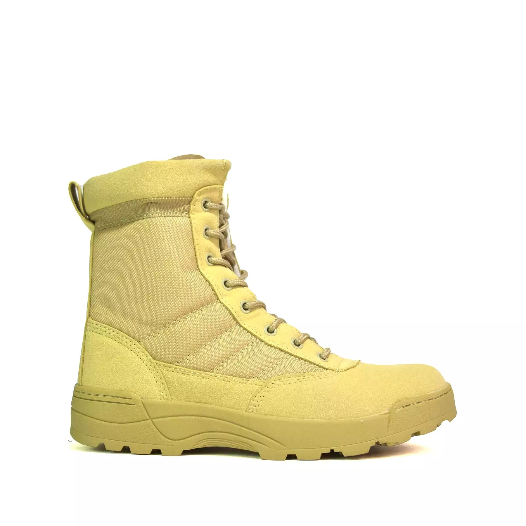 yellow combat boots sand